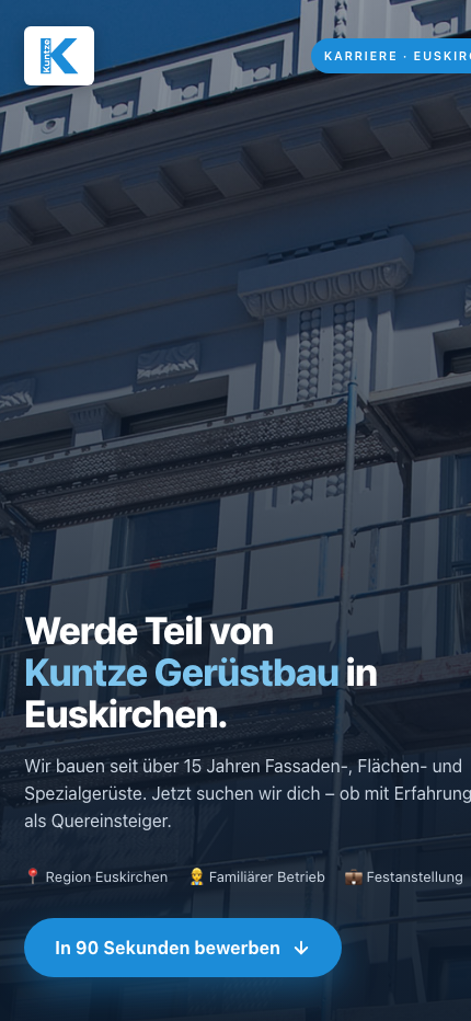 Bewerber-Seite Vorschau